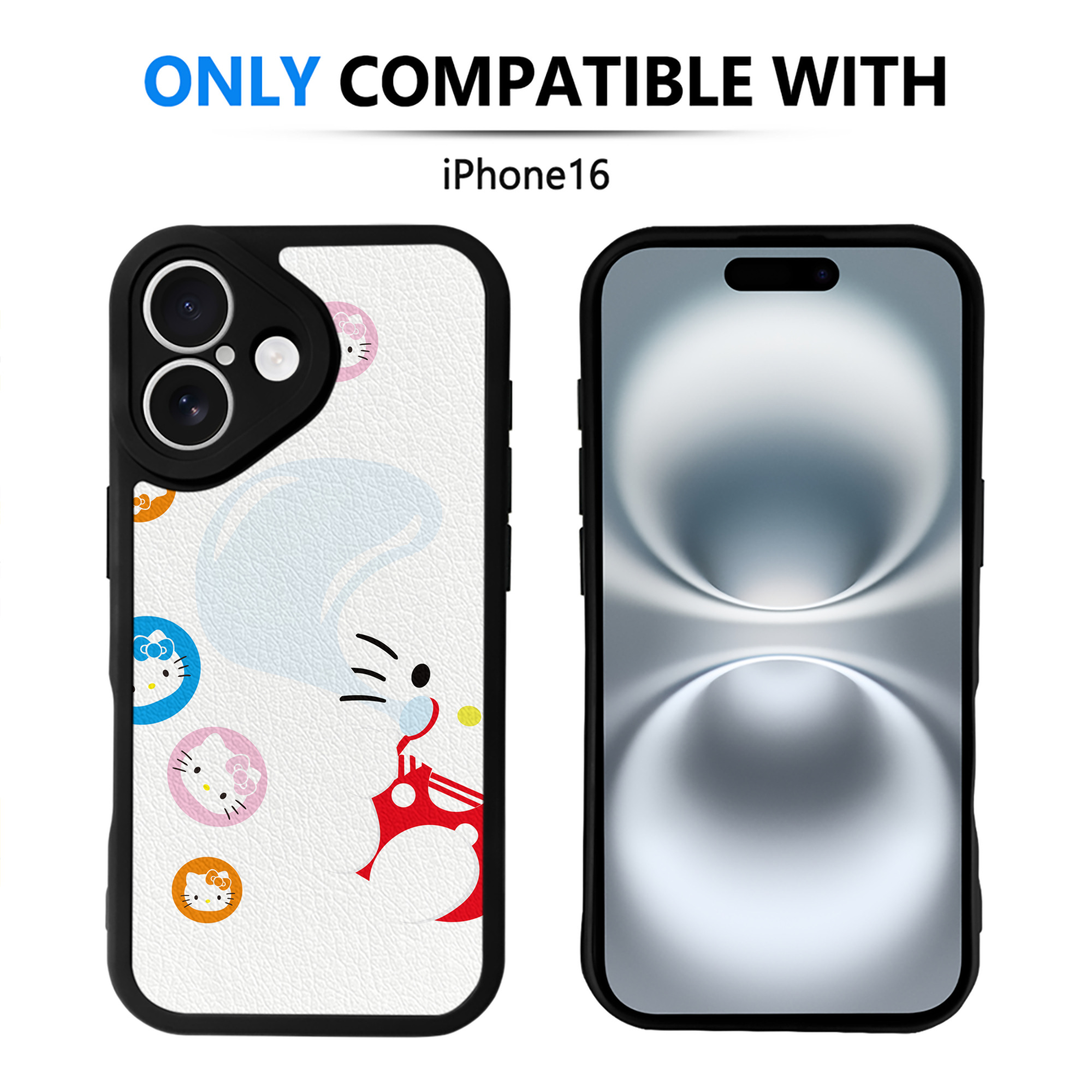 （画像用） Hello Kitty ハローキティ 【iPhone 16シリーズ対応】シリコンスマホケース（レザー調） 材質：シリコン